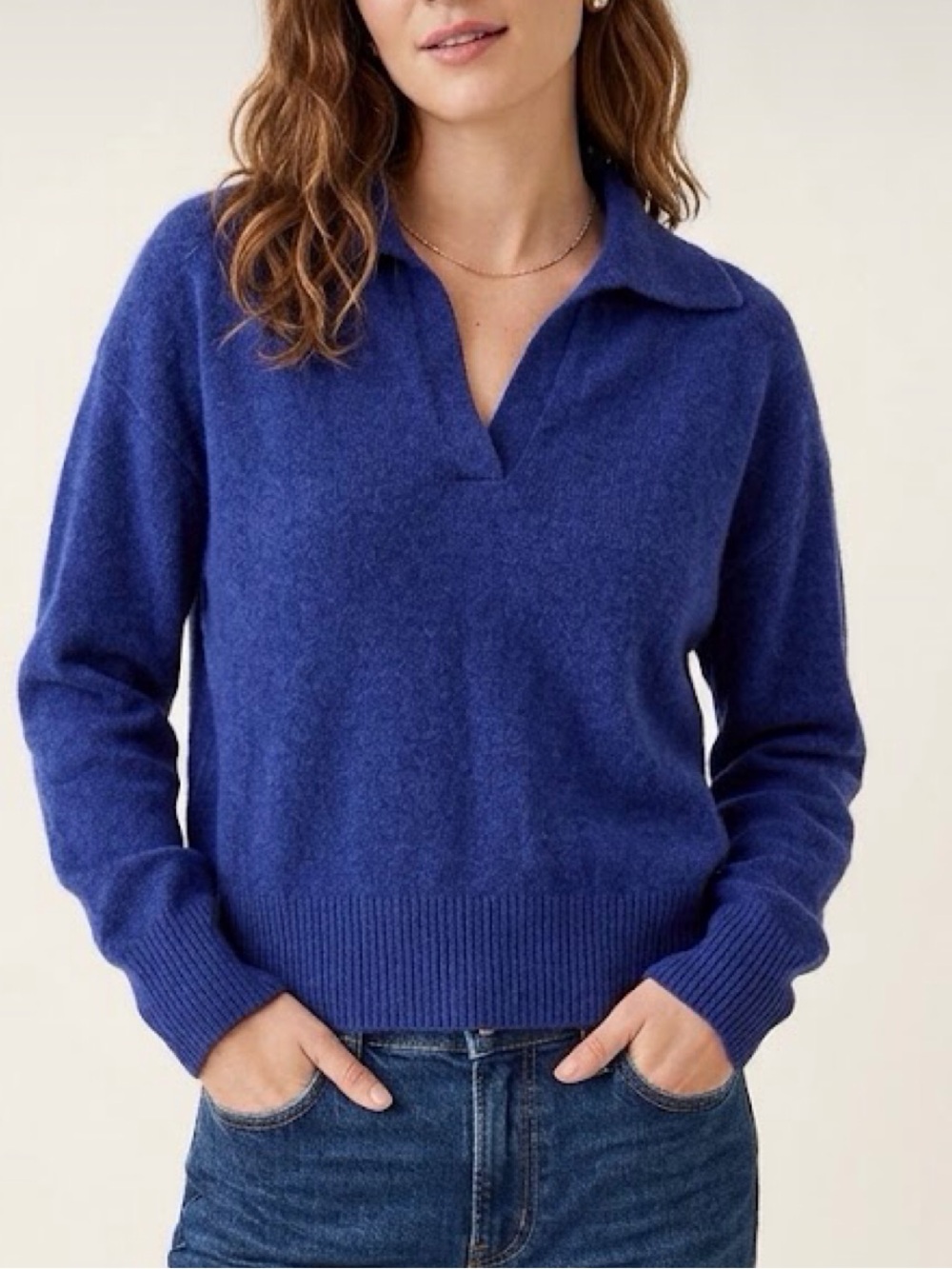 J. Crew Large Royal Purple Cozy Wool Alpaca Collared Sweater Preppy Quiet Luxury